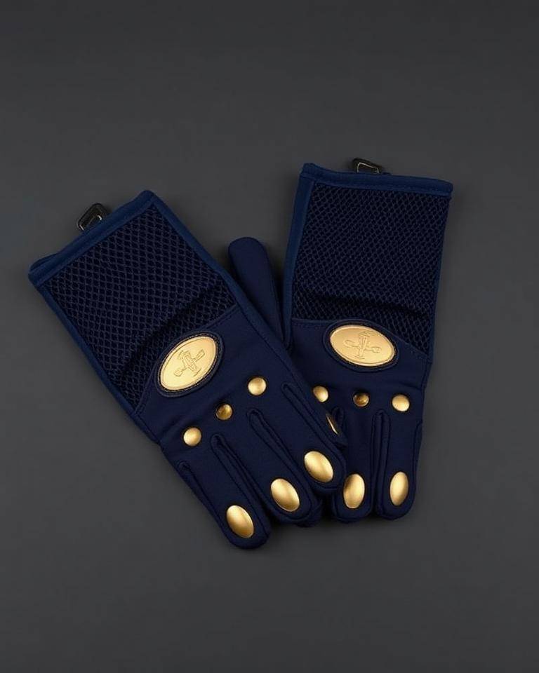 Navy Mesh Riding Gloves