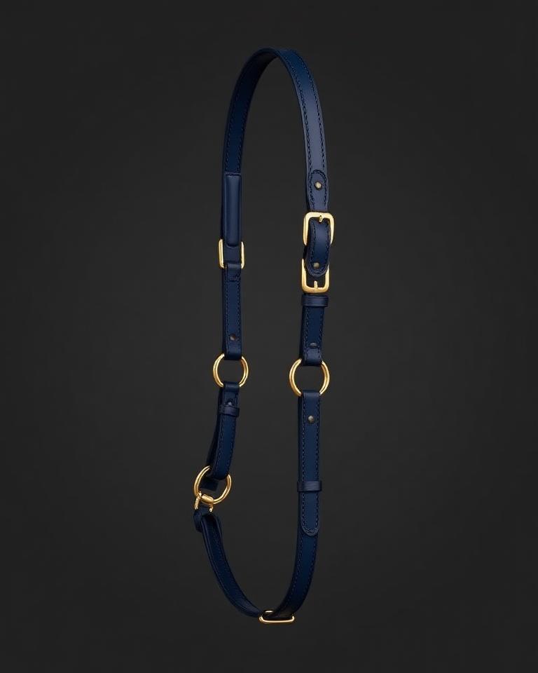 Navy Leather Halter